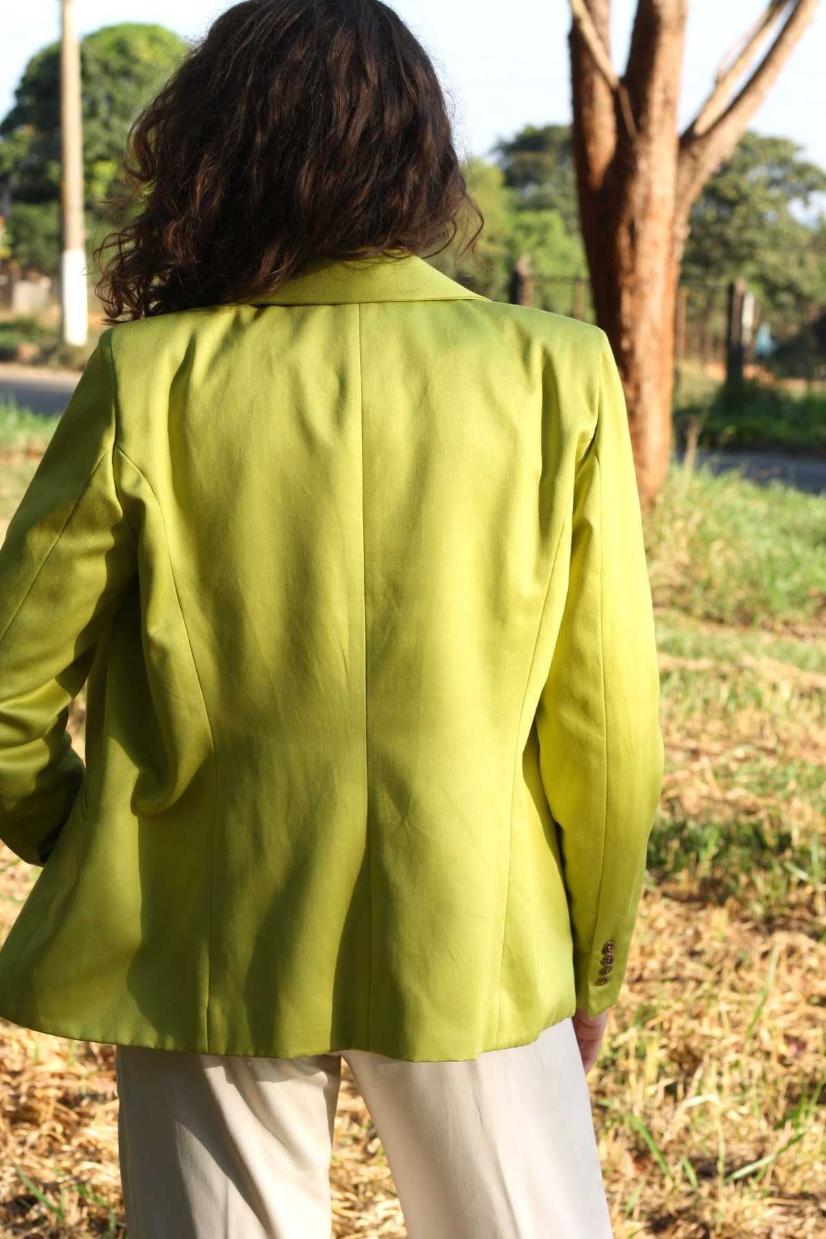 blazer diana casaco de alfaiataria forrado cor verde limao